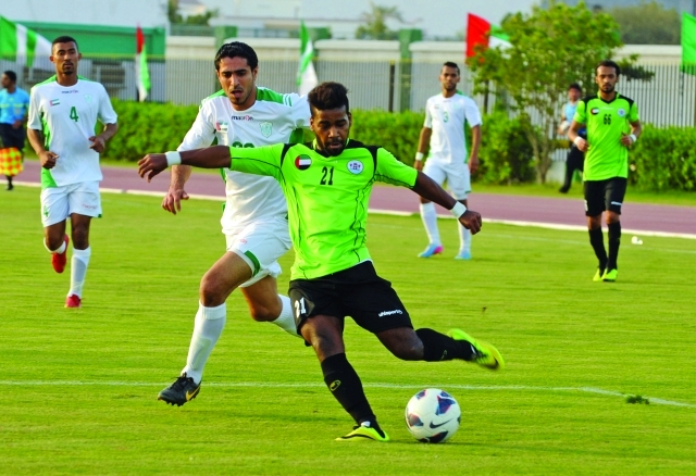 "■ من مباراة مسافي والذيد في دوري الأولى  |  البيان"