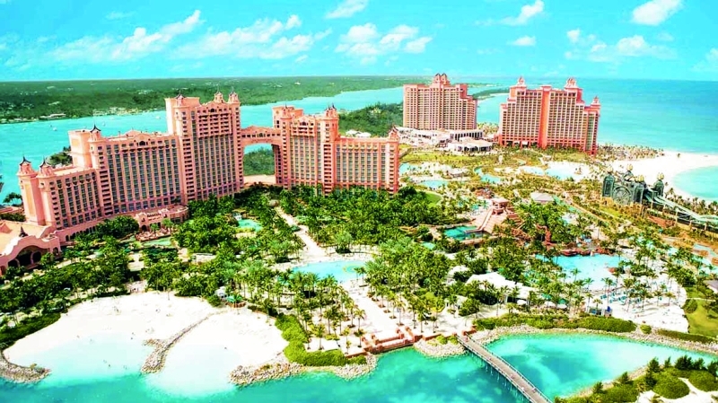 "Aerial view of Atlantis, AQUAVENTURE, The Cove and The Reef"