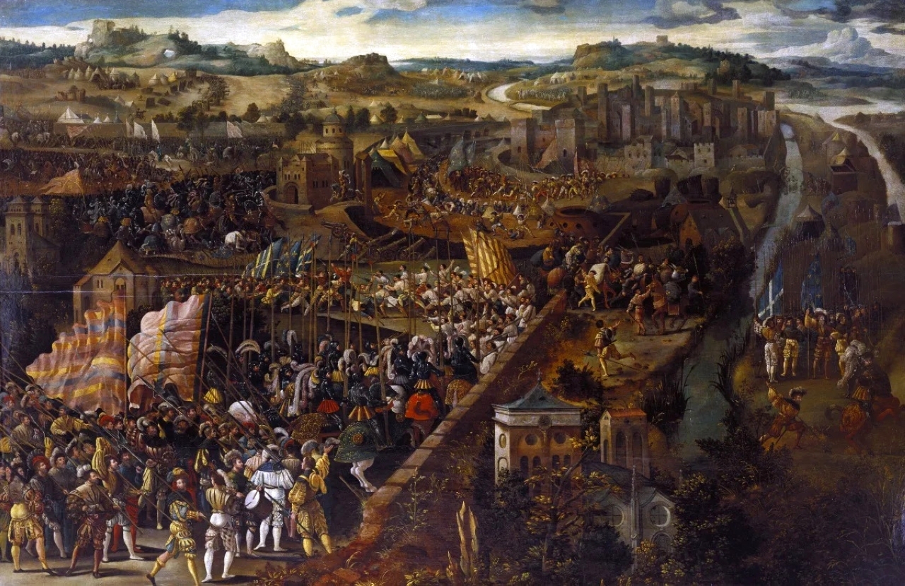 الصورة : 1559 معاهدة كاتو-كامبريسي تنهي الحرب الإسبانية الفرنسية بين الملك هنري الثاني وفلييه الثاني.