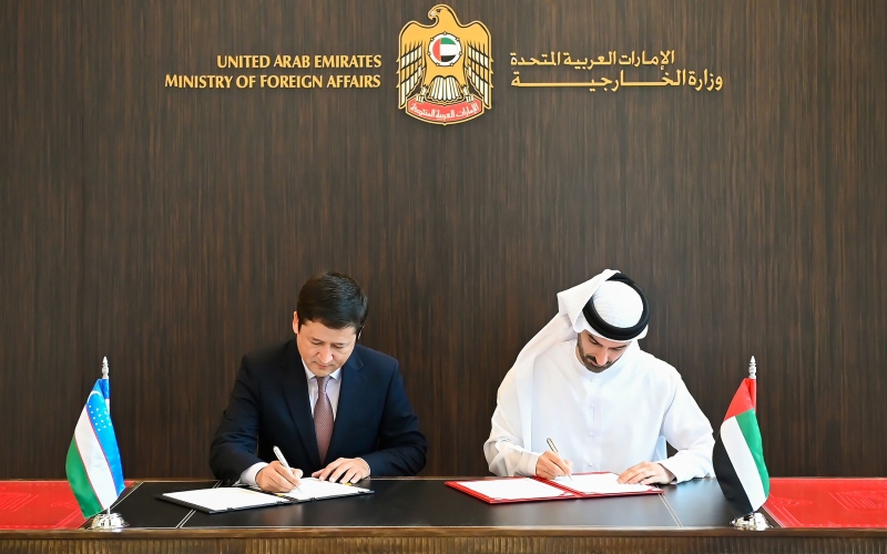 الصورة: الصورة: توقيع بروتوكول تعديل اتفاقية لإنشاء سفارة جمهورية أوزبكستان في الإمارات